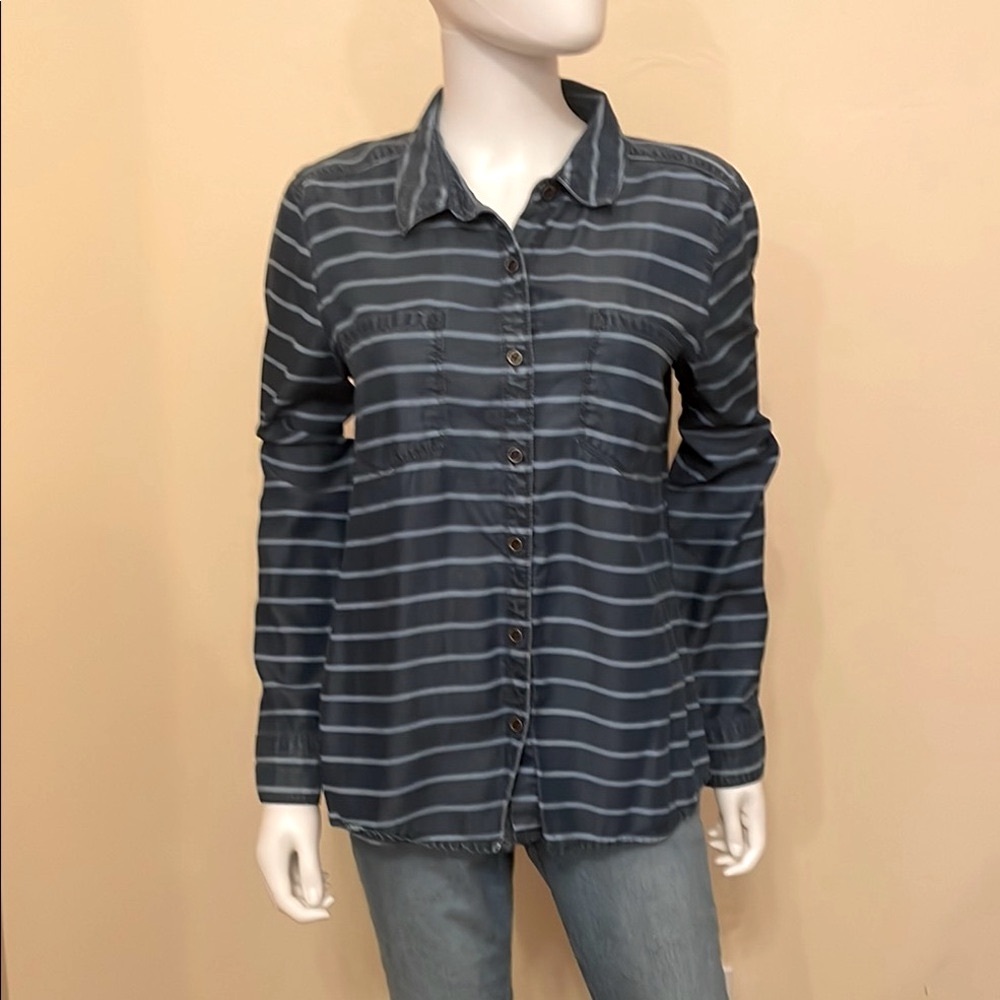 Striped Denim Button-Up Shirt by Halogen - P1